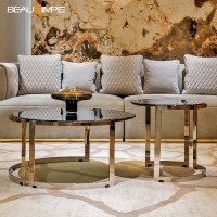 Ensemble de tables basses gigognes extensibles de luxe moderne, plateau en métal stratifié noir, cadre en nickel miroir, taille personnalisable, salon