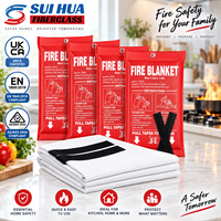 Lot de 4 couvertures anti-feu domestiques 1m x 1m en fibre de verre, couverture d'extinction d'incendie d'urgence pour la sécurité à la cuisine, à la maison et au bureau