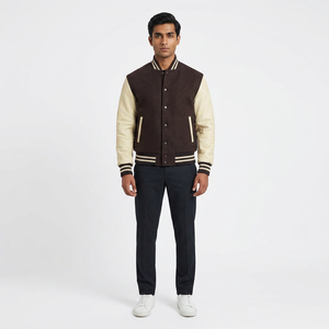 Free Sample Men's Lettering Varsity Baseball Jacket High Quality Standard <b>Weight</b> <b>Stand</b> Front 100% Cotton Breathable Winter - Product Image 1