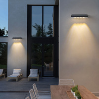 Lampe murale solaire extérieure étanche à LED blanc chaud en acier inoxydable IP65, auto-adhésive, dimmable, en polycarbonate, pour jardin