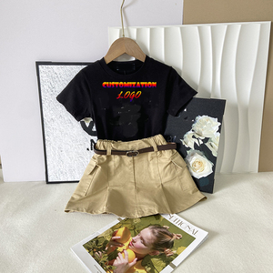 Ensemble 2 pièces pour petite fille, princesse adorable, t-shirt et short en coton, jupe mi-longue en tulle - Product Image 2