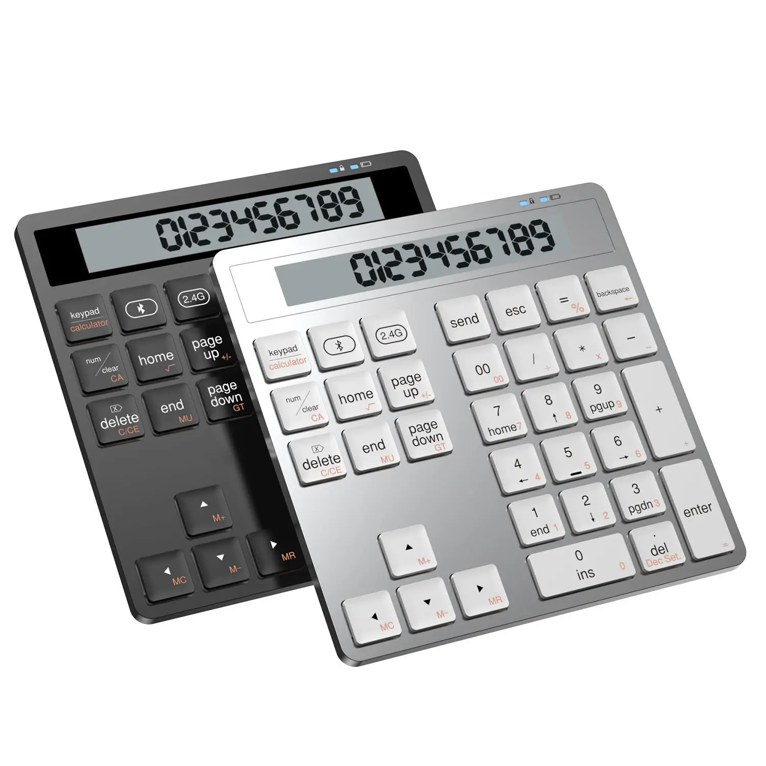 Dual mode bluetooth teclado numérico mini 2.4g usb sem fio 2 em 1 34 teclas teclado numérico teclado & calculadora com display lcd