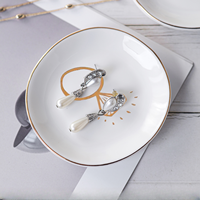 Plat à bijoux moderne en céramique avec motif végétal, pour rangement de colliers, bagues et boucles d'oreilles, petit plat de présentation avec couvercle, compatible lave-vaisselle