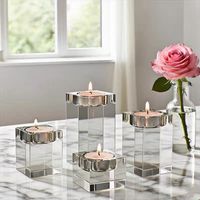 Bloc de cristal K9 vierge en gros 5*5*8cm pour bougeoir, avec gravure intérieure 3D, support de bougie en cube de cristal vierge