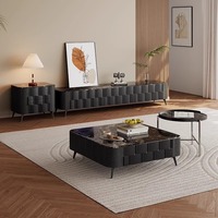 Table basse minimaliste multifonctionnelle unique, meuble en bois moderne et simple, ensemble table basse et meuble TV noir pour salon
