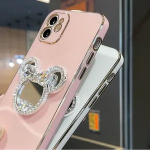 6D galvanoplastie support <span class=keywords><strong>Mickey</strong></span> miroir <span class=keywords><strong>coque</strong></span> de téléphone pour <span class=keywords><strong>Iphone</strong></span> 16 15 13 12 Pro 11 Pro Max 14 Plus <span class=keywords><strong>7</strong></span> 8 breloques pour couverture arrière indésirable - Product Image 4