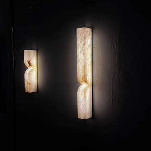 Lámpara de Pared Moderna Minimalista de Mármol, Pantalla Cilíndrica Beige, Fuente de Luz LED, Montada en la Pared para Sala de Estar - Product Image 2