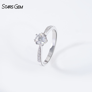 Starsgem 1.03ct 4,5mm redondo corte brillante laboratorio crecido diamante 18K Oro Blanco clásico Unisex solitario anillo de compromiso - Product Image 3