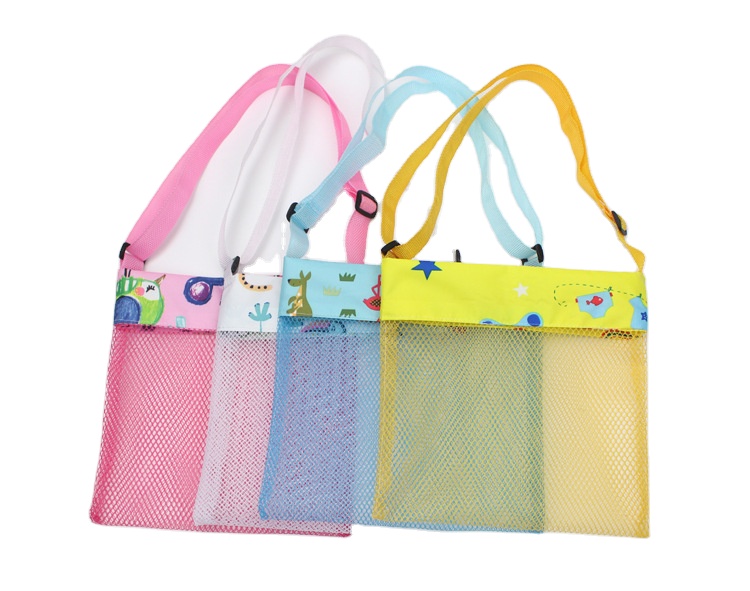2023 Лидер продаж сетчатая пляжная сумка, разноцветная пляжная сумка для сбора ракушек, регулируемая, прочная пляжная сумка для детей