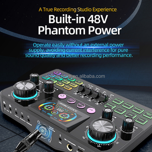 Nouvelle carte son professionnelle avec écran LCD, équipement <span class=keywords><strong>de</strong></span> mixage audio professionnel, microphone à condensateur, mixeur pour smartphone et ordinateur portable - Product Image 2
