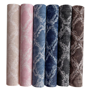 0,7mm PU Faux cuero flor en relieve Jeans tela de <span class=keywords><strong>polipiel</strong></span> para Diy hacer bolsas prendas lazos manualidades Material decoraciones - Product Image 1