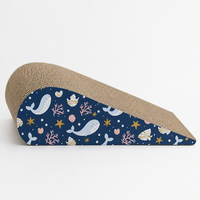 YAOYUE Griffoir pour chat en carton ondulé en forme de goutte d'eau, motif océan bleu marine profond, 43x19x15cm