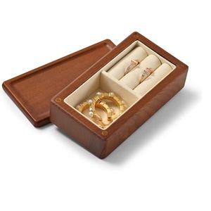 Solid Wood Jewelry Box <b>Ring</b> Earring <b>Storage</b> Rectangular Desktop Organizer Covered Compartments - Product Image 1
