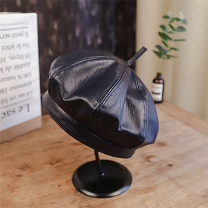 Factory Wholesale Custom French Pu Leather Hat <strong>Beret</strong> <strong>for</strong> <strong>Woman</strong> - Product Image 3