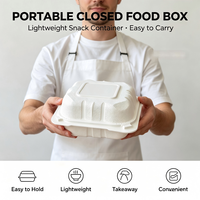 Contenitori per Alimenti in Schiuma MFPP 6x6 Senza BPA Capacità 19oz con Coperchio Scatole per Hamburger 19oz Logo Personalizzato in Rilievo