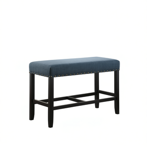 Banc de salle à manger bleu à hauteur de comptoir avec garniture cloutée, mobilier de salle à manger moderne - Product Image 1