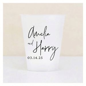 Vasos de Plástico Personalizados para Estadios, Ecológicos, Reutilizables, Decoración para Fiestas, Vasos de Plástico Personalizados para Bodas con Monogramas - Product Image 1