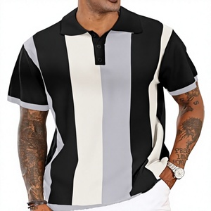 Camisas Polo Casuales para Hombre al por Mayor, Personalizadas OEM, Estilo Vintage a Rayas, Cuello de Golf, 50% Algodón/50% Poliéster, 220 GSM - Product Image 4