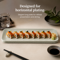 Assiette rectangulaire longue en mélamine, finition mate gris spatial, durable, sans BPA, écologique, pour servir des sushis, des grillades, des fêtes, vaisselle de table