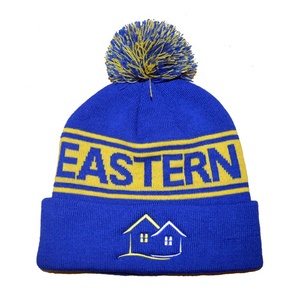 Sports de ski d'hiver Hommes Femmes Stripped Jacquard Pompom Beanie, Beanie With Custom Patch - Product Image 4