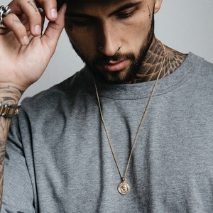 Gemnel Brass Hip Hop Men Jewelry Curb Link Chain <strong>Medusa</strong> Coin 18k Gold <strong>Necklace</strong> - Product Image 4