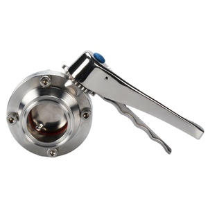 Vannes de régulation hydrauliques manuelles 304 DN250, type papillon sanitaire à trois colliers avec poignée à gâchette en acier inoxydable - Product Image 1