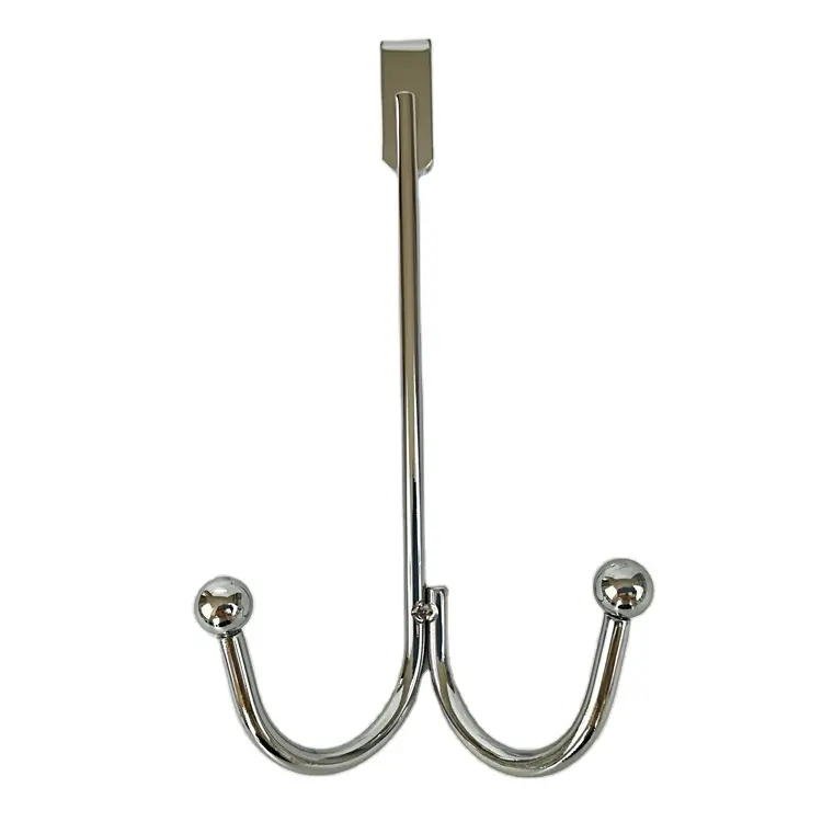 FACTORY PROMOTION 2 HOOKS CLOTHES HOOK CHROME PLATED METAL TOWEL HOOKS WIRE BAG HANGER