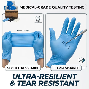 Gants d'examen en nitrile bleus, 100 pièces, prix bas, boîte, gants dentaires synthétiques en nitrile en vrac - Product Image 4