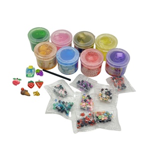 Non-Sticky Unique Butter <b>Slime</b> <b>Kit</b> with Colorful Glitter Add-ons DIY Playdough Creative Texture Craft Pack for Children - Product Image 2