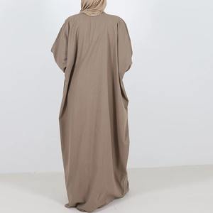 Kaftan de seda caqui para mujer, vestido de lujo con cuello abierto, ropa islámica moderna, logotipo personalizado, suministro listo para el verano - Product Image 5