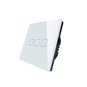 Terbuka Listrik Uni Eropa Standard 3 Gang 1 Cara Tangguh Kaca Panel Rumah Pintar Remote Control Wifi Lampu Dinding Touch Switch