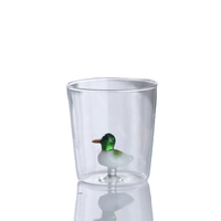 Tasses à thé et soucoupes en verre borosilicate sans poignée, design dessin animé 3D, écologiques, 250 ml, mignonnes, simples, pour la maison, à simple paroi