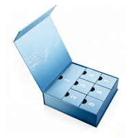 Boîte cadeau calendrier de l'Avent, logo personnalisé, rigide mate, auto-érectible, magnétique, carrée, 7 compartiments, petit cadeau, matériaux recyclés