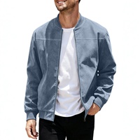 Blouson zippé pour homme, style punk, col montant, en daim velours uni, grande taille, transfrontalier Europe-Amérique, coupe modérée