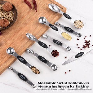 Cuchara de Metal apilable de acero inoxidable de alta resistencia, nivelador, juego de cucharas medidoras magnéticas para medir ingredientes secos y líquidos - Product Image 5