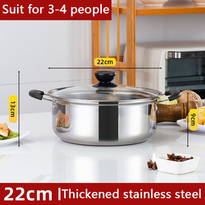 Marmite de Cuisson Direct Usine en Acier Inoxydable Épais pour la Maison, Ensemble de 6 Casseroles à Soupe avec Couvercle Transparent - Product Image 3
