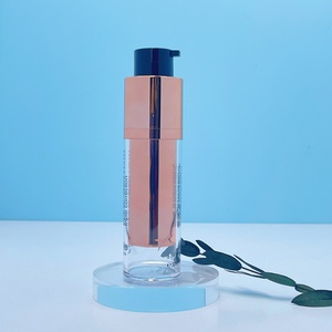 Custom Luxury Rose Gold Double Wall Cosmetics Cream Serum Rotary Airless Lotion <b>Pump</b> <b>Bottle</b> Refillable 15 30 50ml - Product Image 5