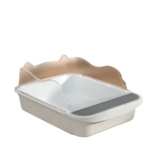 Bac à litière pour chat semi-fermé extra-large de style ouvert, bac à litière pour chat extra-large anti-éclaboussures, toilette pour chat anti-sable en gros. - Product Image 2