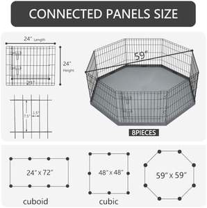 8-Panel 24 \ "W X 24 \" H Opvouwbare Metalen Hond Oefenpen Indoor/Outdoor Puppy Boxpen Kennel Bottom Pad Pen Huisdier Huisdier - Product Image 3