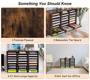 ที่จัดเอกสารไม้ 36 ช่อง ปรับได้ สำหรับจัดเรียงจดหมาย ชั้นวางกระดาษบนโต๊ะทำงาน สำหรับห้องเรียน สำนักงาน ศูนย์จัดการเอกสาร - Product Image 2