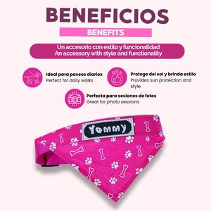 Bandana per cani Yommy rossa con motivo a stampa di ossa e zampe per animali domestici - Product Image 5