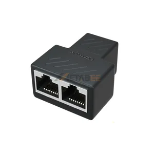 Cat6 pemisah jaringan Ethernet betina Ke betina, kabel adaptor konektor pemanjang Keystone Inline Coupler RJ45 1 hingga 2 8P8C DC