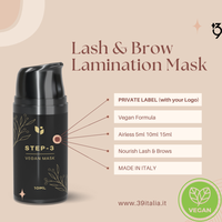 Masque de stratification Vegan pour cils et sourcils, fabriqué en italie, étiquette privée 5-10-15ml, kit de vente en gros airless, boîte CPNP instantanée douce