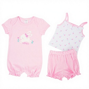 Vente en gros Sunnozy Ensemble 4 pièces pour nouveau-né 100% coton 200gsm Combinaison à manches courtes d'été Design imprimé d'animaux mignons Fermeture à boutons - Product Image 4