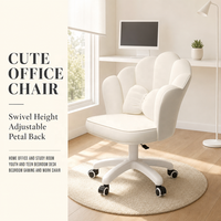 Chaise de bureau moderne et élégante pour la maison, confortable, mignonne, à pétales, réglable en hauteur, en cuir PU, dossier haut, chaise de maquillage