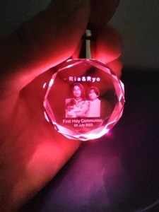 <b>Custom</b> K9 Crystal Glass Keychain Blank 3D Laser Engraved LED <b>Key</b> <b>Ring</b> Gift - Product Image 5
