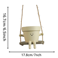 Pot de fleurs suspendu en résine avec visage souriant mignon, bras et jambes, pour jardin, cour, balcon, décoration extérieure