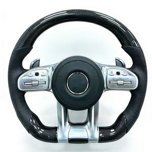 อุปกรณ์เสริมภายในพวงมาลัยหนัง Napa หุ้มพวงมาลัยคาร์บอนไฟเบอร์สำหรับ Mercedes-Benz <span class=keywords><strong>E</strong></span> <span class=keywords><strong>Class</strong></span> C W205 W206 W212 W213 W222 - Product Image 2