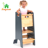 Tabouret de cuisine pliable Helper 3 hauteurs réglables Tour complète pour tout-petits avec pieds de support de porte coulissante pour application de chambre à coucher