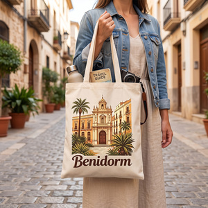 Bolsas de Tela de Algodón de <span class=keywords><strong>Benidorm</strong></span> con Hebilla Ajustable y Cierre de Cremallera, Bolsas de Compras Promocionales con Impresión Digital - Product Image 1